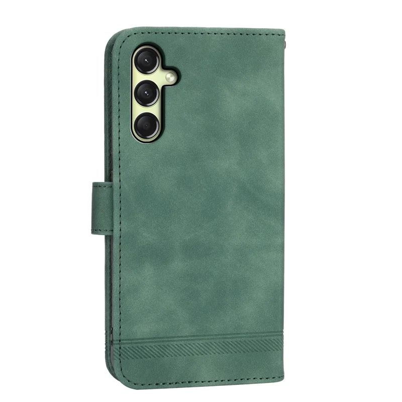 DIERFENG DF-03 For Samsung Galaxy A16 5G / A16 4G Leather Case Lines Imprint Wallet Phone Cover - Green