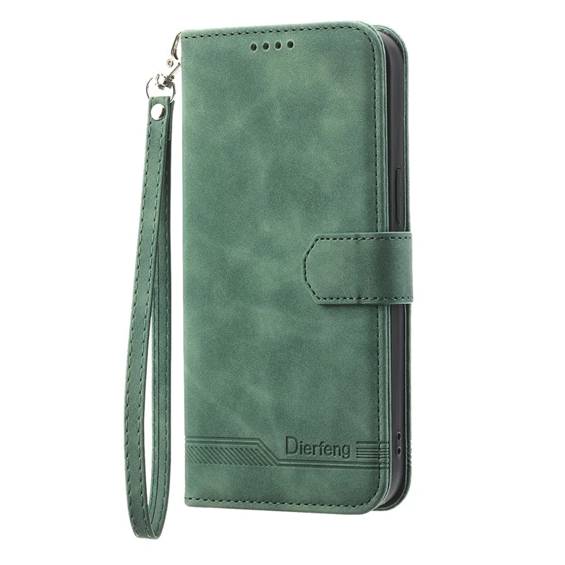 DIERFENG DF-03 For Samsung Galaxy A16 5G / A16 4G Leather Case Lines Imprint Wallet Phone Cover - Green