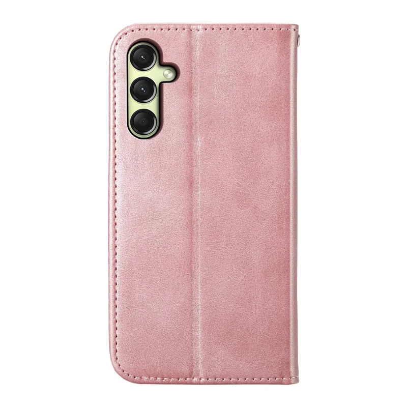 For Samsung Galaxy A16 5G / A16 4G Case Calf Texture PU Leather Phone Cover with Wallet - Rose Gold