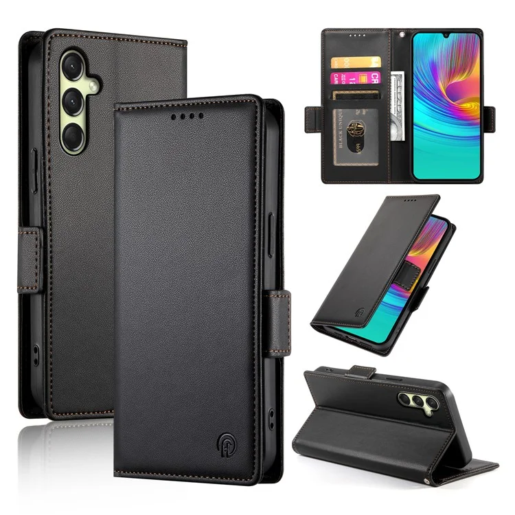 DF-010 Pour Samsung Galaxy A16 Stand Case pu Leather Wallet Téléphone - Noir