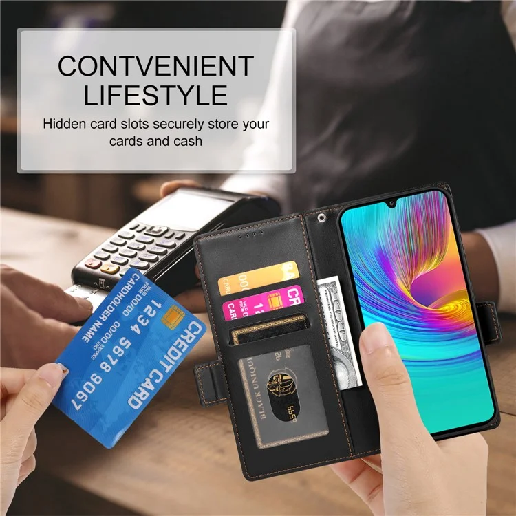 DF-010 Pour Samsung Galaxy A16 Stand Case pu Leather Wallet Téléphone - Noir