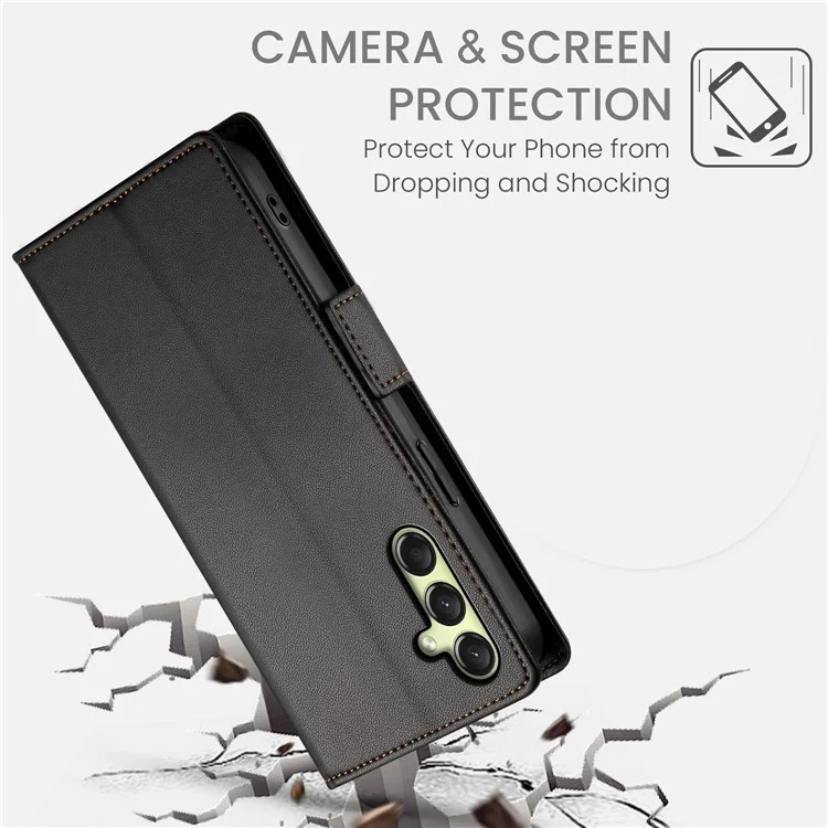 DF-010 Pour Samsung Galaxy A16 Stand Case pu Leather Wallet Téléphone - Noir