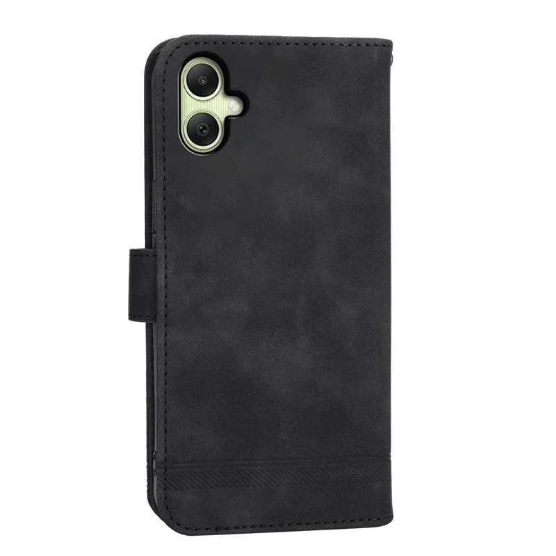 DIERFENG DF-03 For Samsung Galaxy A06 4G Leather Case Lines Imprint Wallet Phone Cover - Black