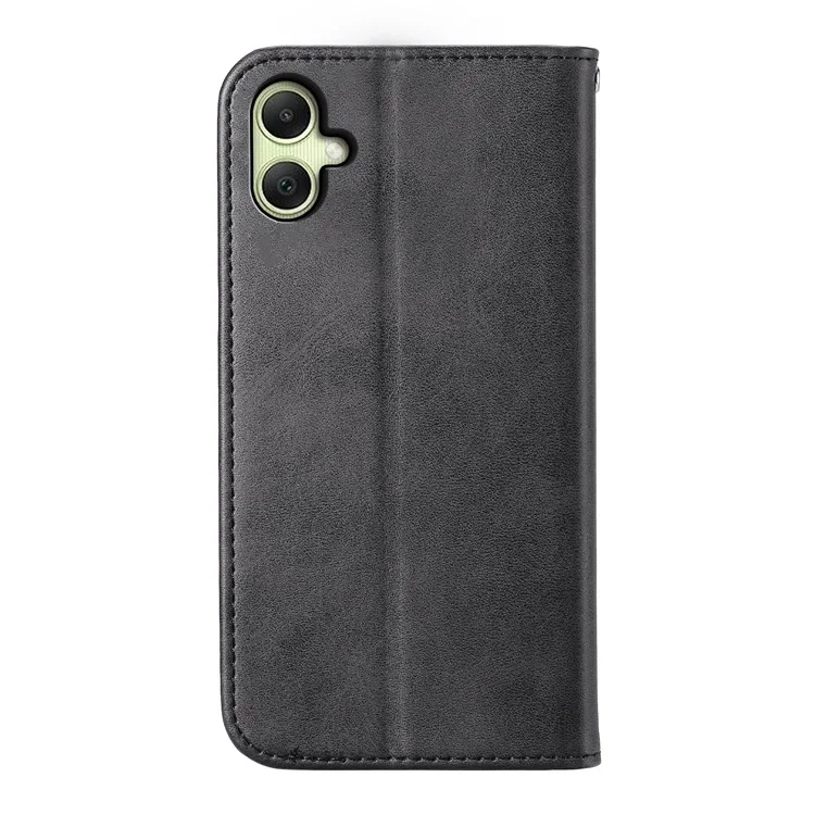 Para Samsung Galaxy A06 Case Calf Texture PU Leather Phone Cover com Carteira - Preto