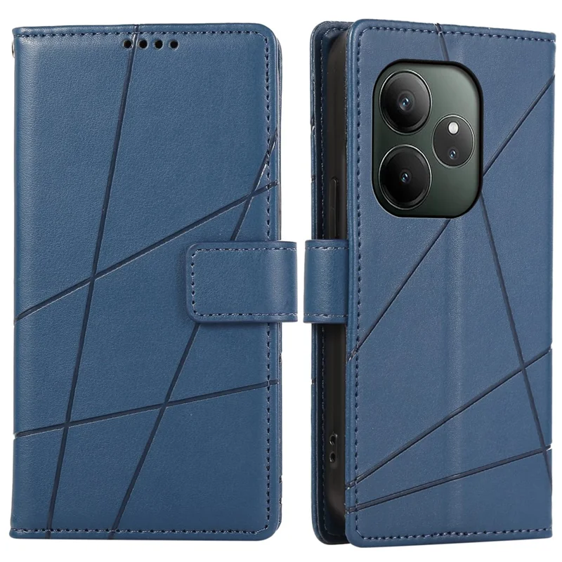 DF-06 Para Realme GT 6 5G Case de Teléfonos Impresión de la Billetera de Cuero Tapa de la Billetera - Azul