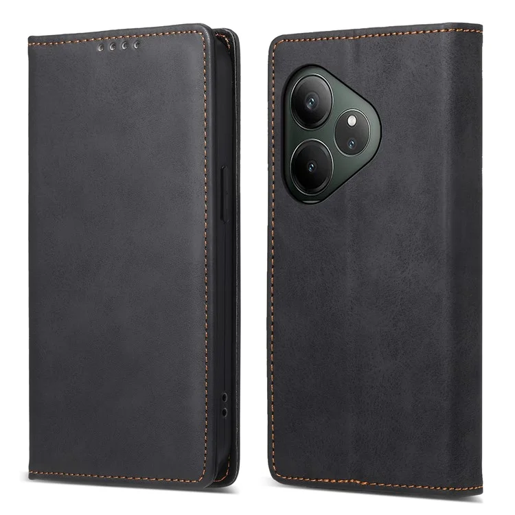 DF-05 Für Realme GT 6 5G Wallet Case RFID Blockierende Pu-leder-telefonabdeckung - Schwarz