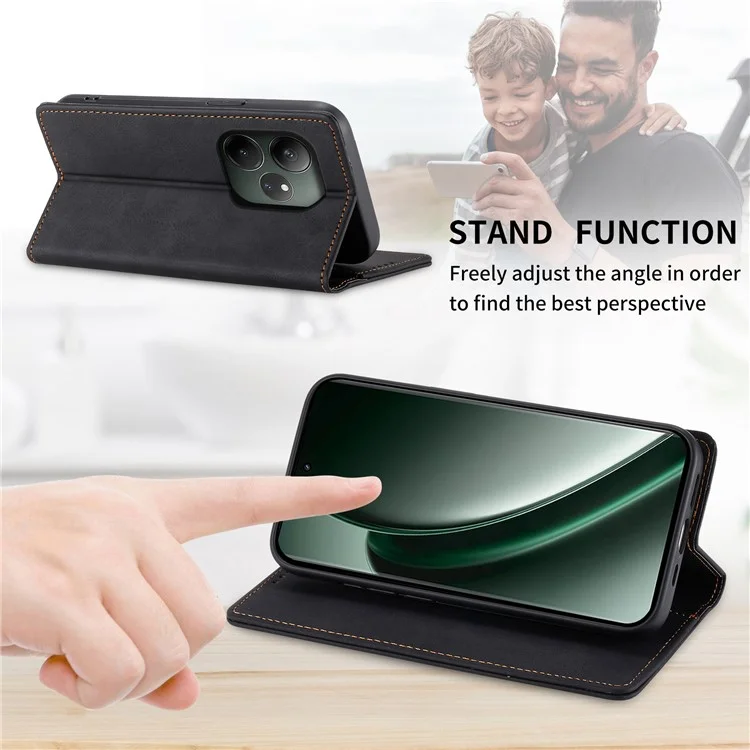 DF-05 Für Realme GT 6 5G Wallet Case RFID Blockierende Pu-leder-telefonabdeckung - Schwarz