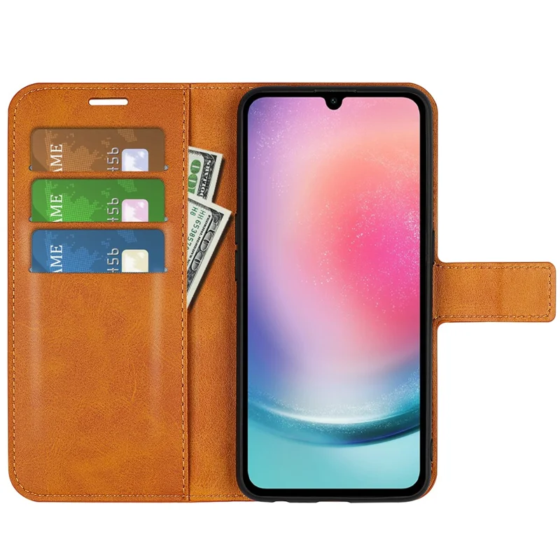 Чехол-подставка для Samsung Galaxy A16 5G / A16 4G, противоударный, с телячьей фактурой, кожаный, жёлтый