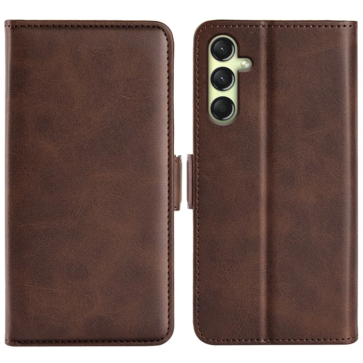 Para Samsung Galaxy A16 5G / A16 4G Funda tipo soporte Cuero con textura de ternera Funda tipo cartera para teléfono - Marrón