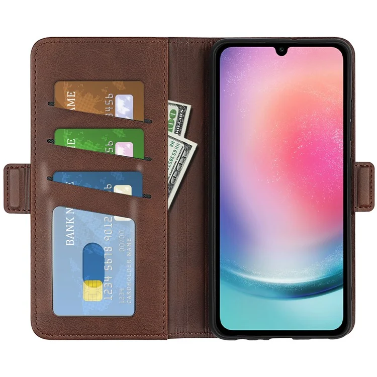 Para Samsung Galaxy A16 5G / A16 4G Funda tipo soporte Cuero con textura de ternera Funda tipo cartera para teléfono - Marrón