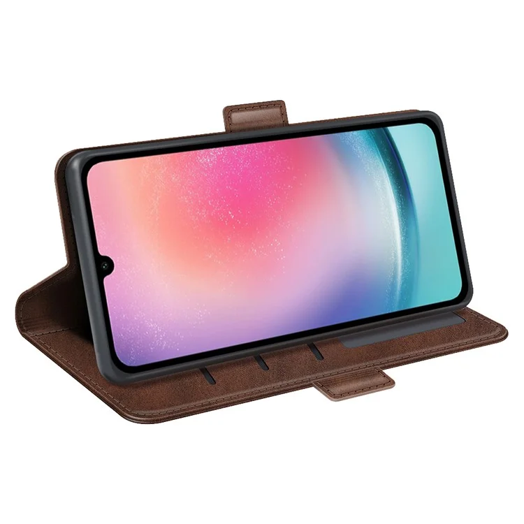 Para Samsung Galaxy A16 5G / A16 4G Funda tipo soporte Cuero con textura de ternera Funda tipo cartera para teléfono - Marrón