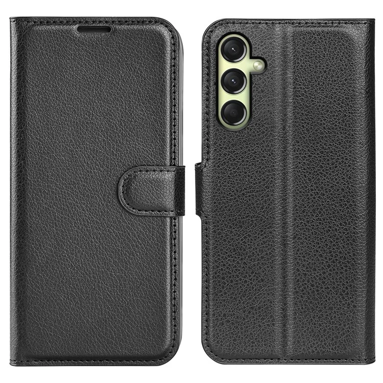 Для Samsung Galaxy A16 5G / A16 4G Чехол Litchi Texture Shockproof Leather Wallet Phone Cover - Черный