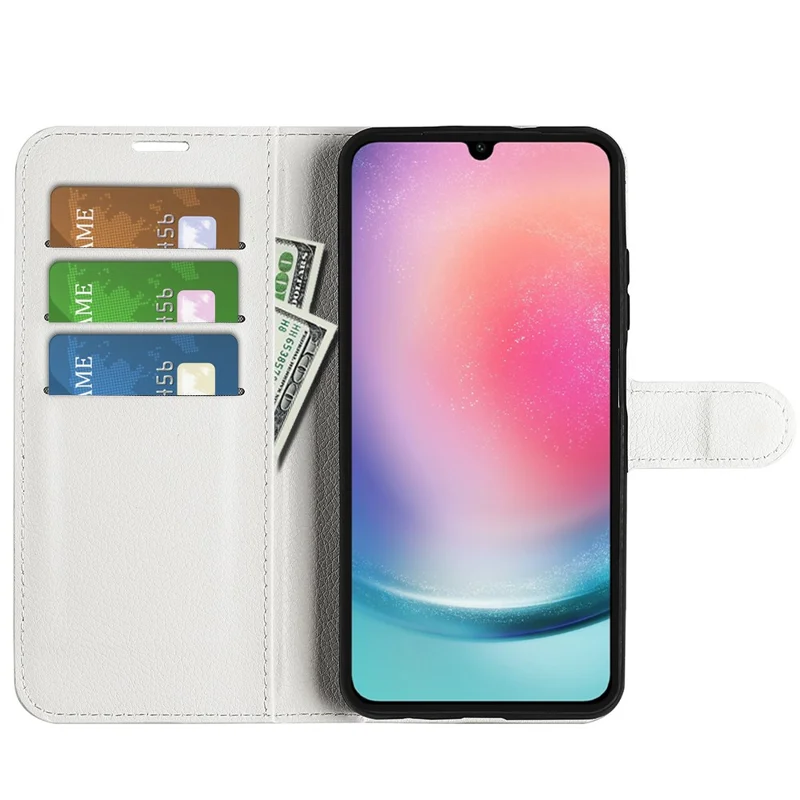 For Samsung Galaxy A16 5G / A16 4G Case Litchi Texture Shockproof Leather Wallet Phone Cover - White