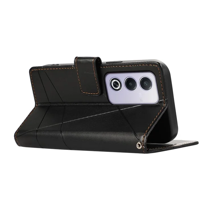 DF-06 For Oppo A3 Pro (Global) 5G Phone Case Line Imprint Leather Wallet Cover - Black