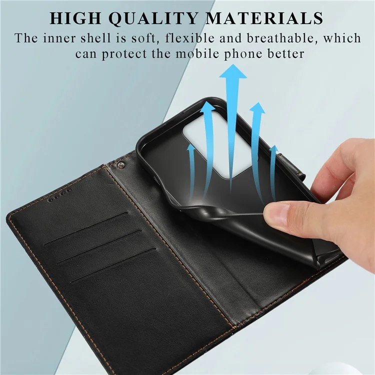 DF-06 For Oppo A3 Pro (Global) 5G Phone Case Line Imprint Leather Wallet Cover - Black