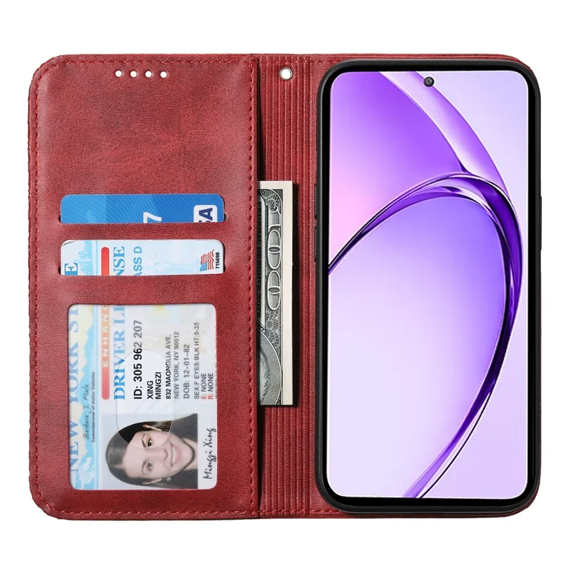 For Oppo A3 Pro (Global) 5G Case Calf Texture PU Leather Phone Cover with Wallet - Red