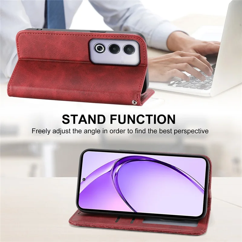 For Oppo A3 Pro (Global) 5G Case Calf Texture PU Leather Phone Cover with Wallet - Red