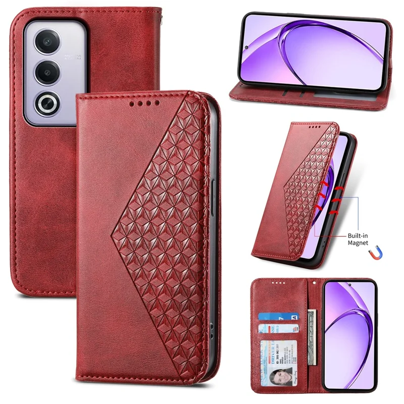 For Oppo A3 Pro (Global) 5G Case Calf Texture PU Leather Phone Cover with Wallet - Red