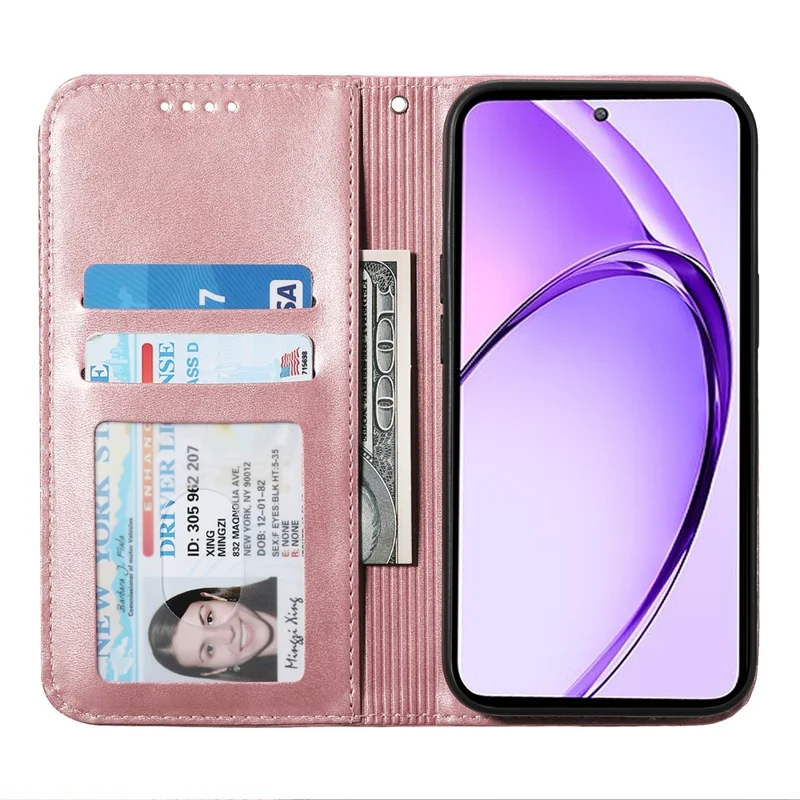 For Oppo A3 Pro (Global) 5G Case Calf Texture PU Leather Phone Cover with Wallet - Rose Gold