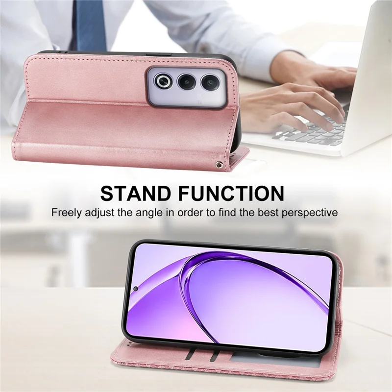 For Oppo A3 Pro (Global) 5G Case Calf Texture PU Leather Phone Cover with Wallet - Rose Gold