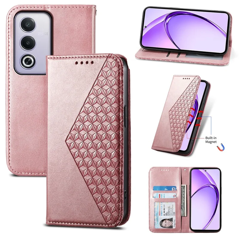 For Oppo A3 Pro (Global) 5G Case Calf Texture PU Leather Phone Cover with Wallet - Rose Gold
