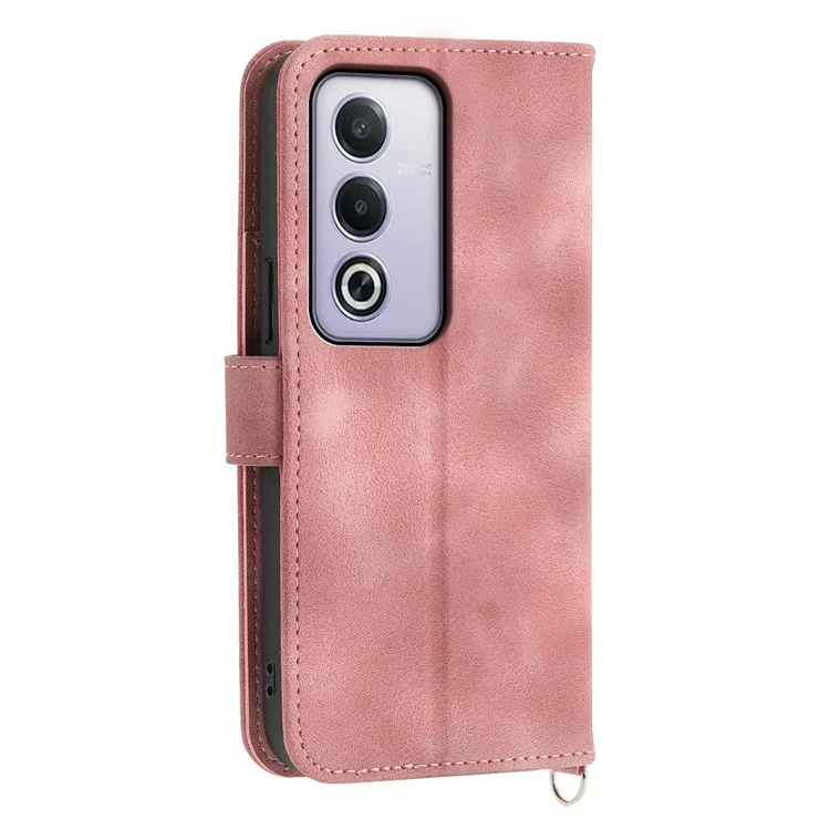 For Oppo A3 Pro (Global) 5G Case Flower Pattern PU Leather Wallet Phone Cover with Strap - Pink