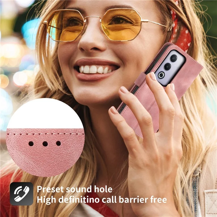 For Oppo A3 Pro (Global) 5G Case Flower Pattern PU Leather Wallet Phone Cover with Strap - Pink
