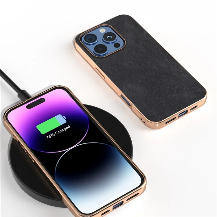 Per Iphone 16 Pro Max Case Elettroplante PC in Pelle Shock Aound Cover - Nero