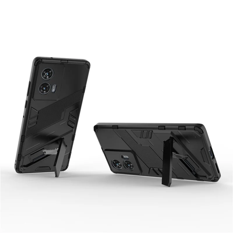 For Motorola Edge 50 Fusion 5G Case PC+TPU Shockproof Phone Cover with Kickstand - Black
