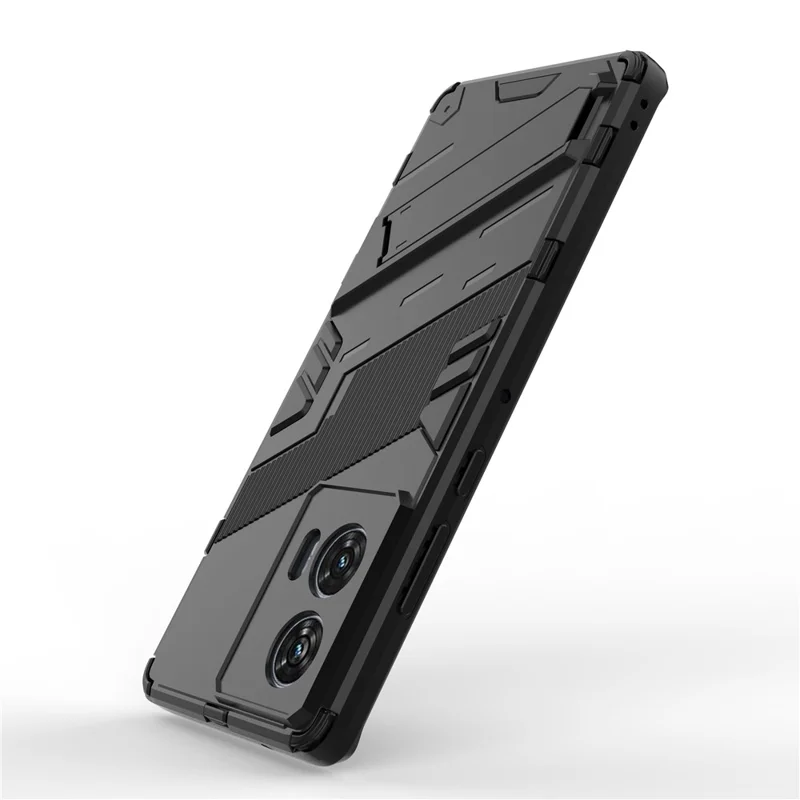 For Motorola Edge 50 Fusion 5G Case PC+TPU Shockproof Phone Cover with Kickstand - Black