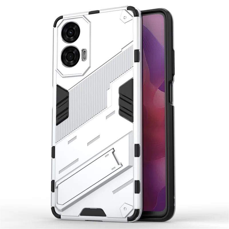 For Motorola Moto G24 4G Case PC+TPU Shockproof Phone Cover with Kickstand - White