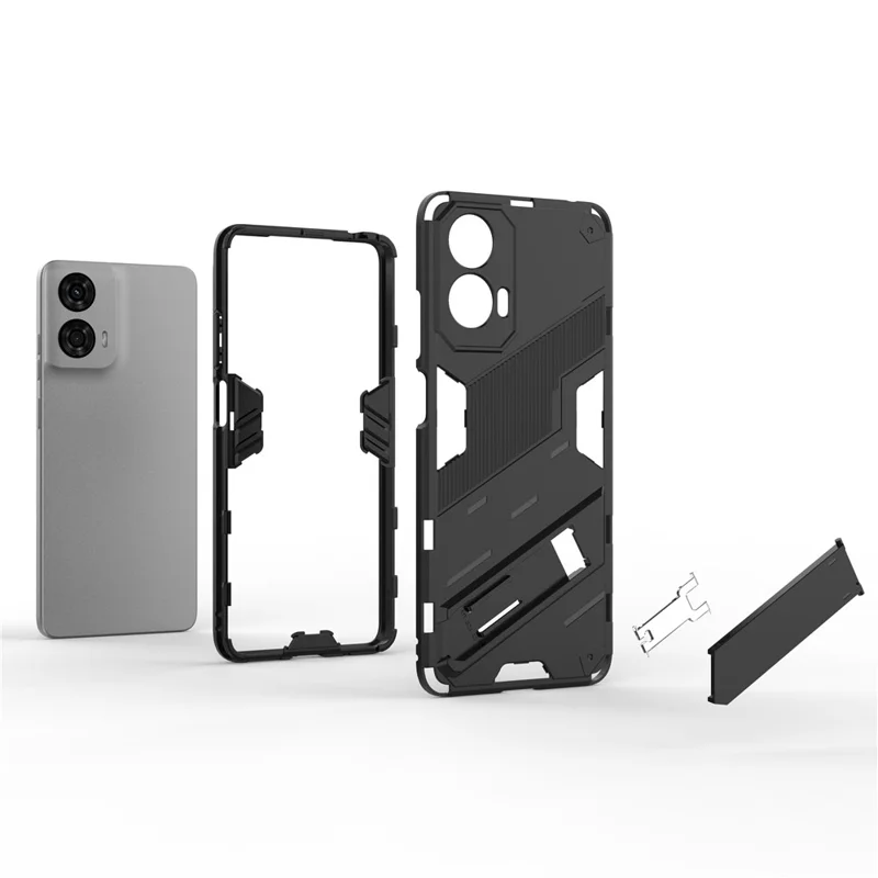 For Motorola Moto G24 4G Case PC+TPU Shockproof Phone Cover with Kickstand - White