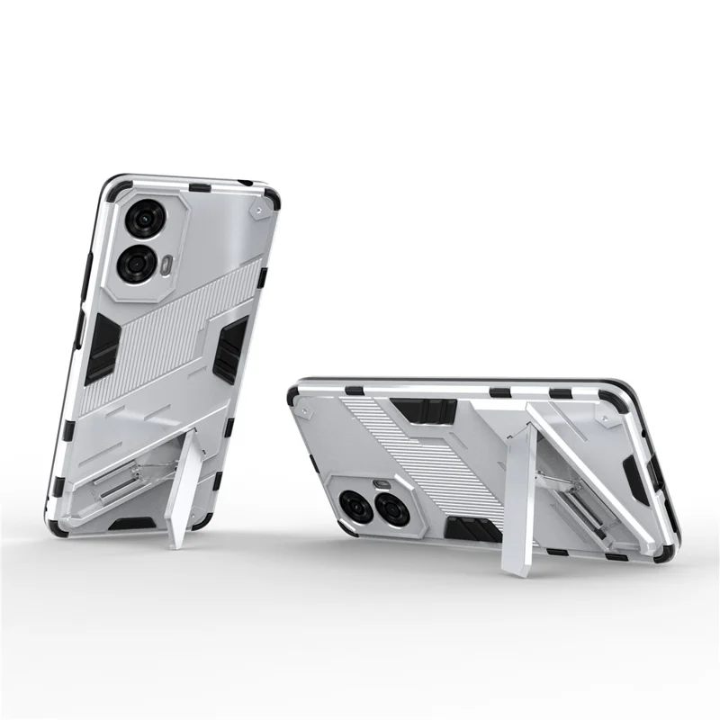 For Motorola Moto G24 4G Case PC+TPU Shockproof Phone Cover with Kickstand - White