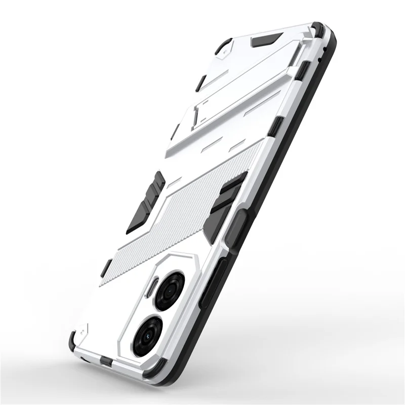 For Motorola Moto G24 4G Case PC+TPU Shockproof Phone Cover with Kickstand - White
