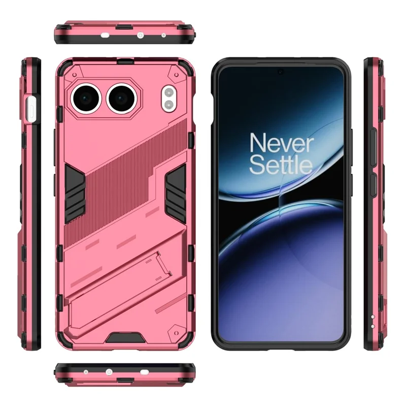 For OnePlus Nord 4 Case PC+TPU Shockproof Phone Cover with Kickstand - Rose
