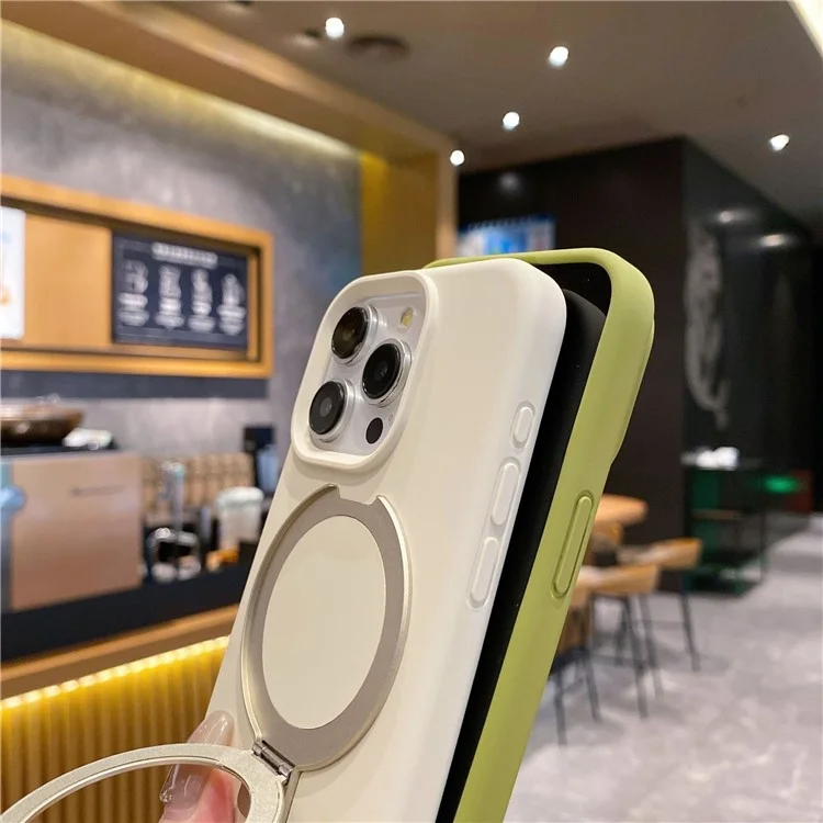 For iPhone 15 Pro Max Case Compatible with MagSafe Kickstand Liquid Silicone Phone Anti-Fingerprints - Army Green