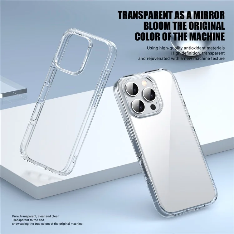 Ipaky Para Iphone 16 Pro Clear Telephip Case TPU + PC Slim Telep Sprew Taper - Transparente