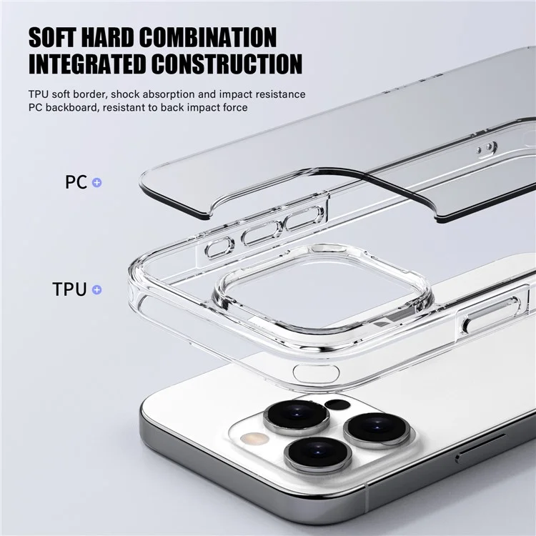 Ipaky Para Iphone 16 Pro Clear Telephip Case TPU + PC Slim Telep Sprew Taper - Transparente