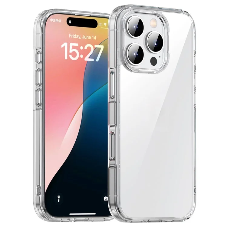 IPAKY For iPhone 16 Pro Max Clear Phone Case TPU + PC Slim Phone Back Cover - Transparent