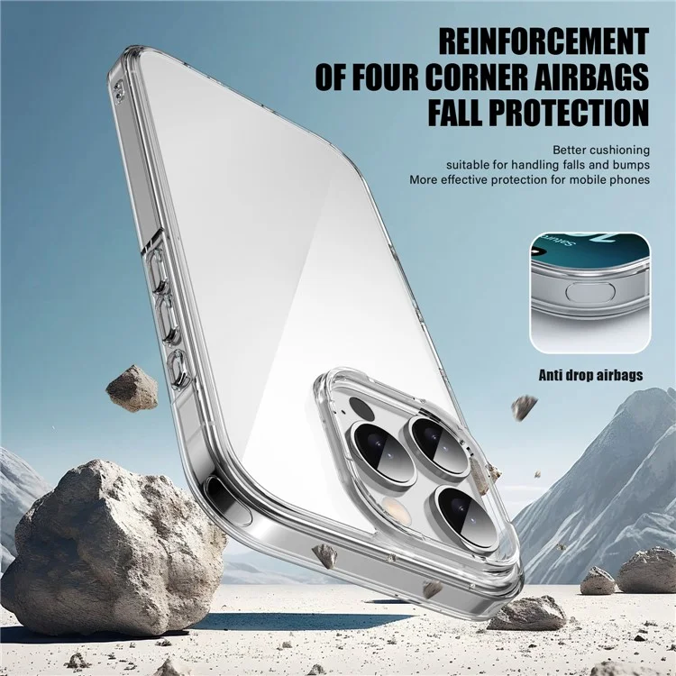 IPAKY For iPhone 16 Pro Max Clear Phone Case TPU + PC Slim Phone Back Cover - Transparent