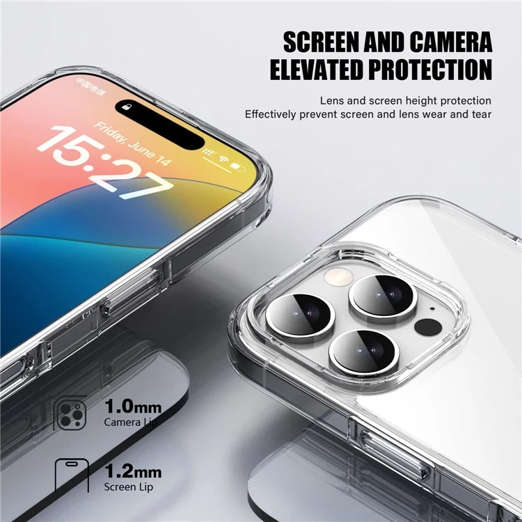 IPAKY For iPhone 16 Pro Max Clear Phone Case TPU + PC Slim Phone Back Cover - Transparent
