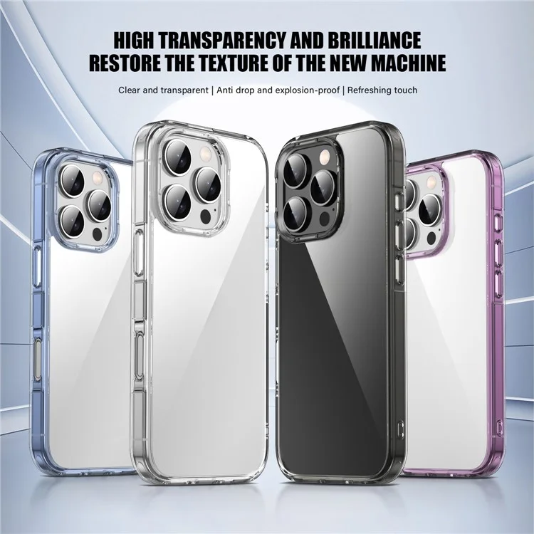 IPAKY For iPhone 16 Pro Max Clear Phone Case TPU + PC Slim Phone Back Cover - Transparent