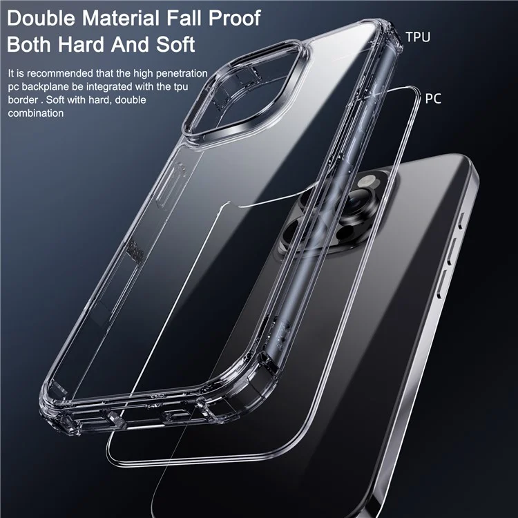 IPAKY For iPhone 16 Pro Clear Phone Case Four Corner Shockproof Slim Back Cover
