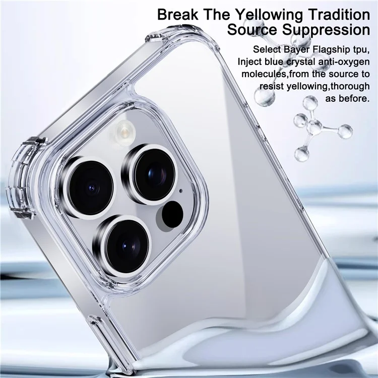 IPAKY For iPhone 16 Pro Max Clear Phone Case Four Corner Shockproof Slim Back Cover