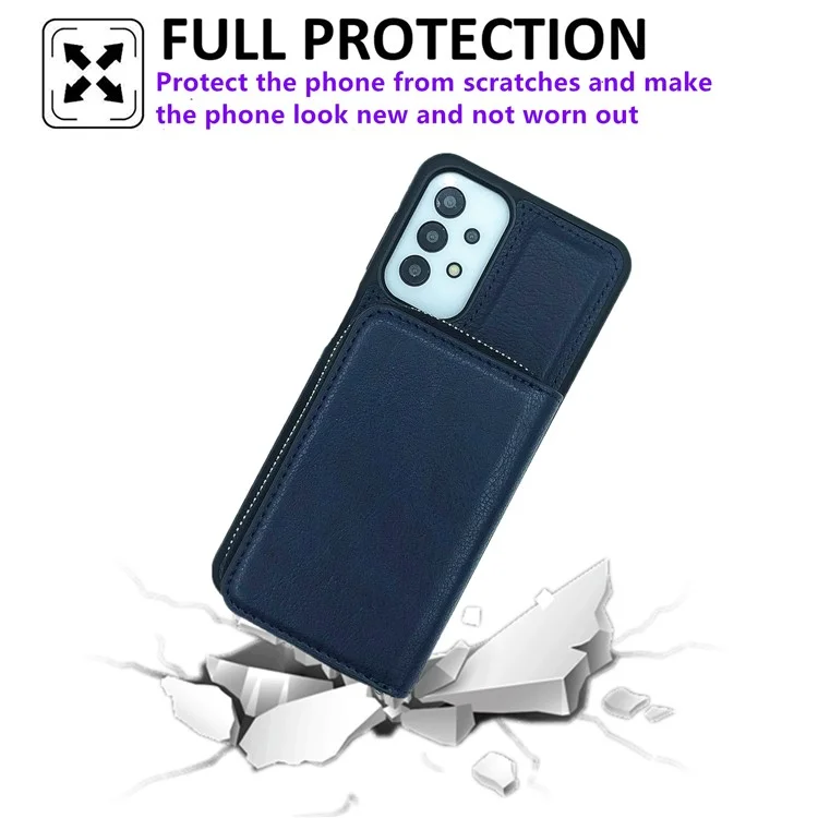 Pour Samsung Galaxy A33 5G Bag de Carte de Fermeture à Glissière Détachable pu + Tpu Téléphone Téléphone Avec Sangle - Saphir