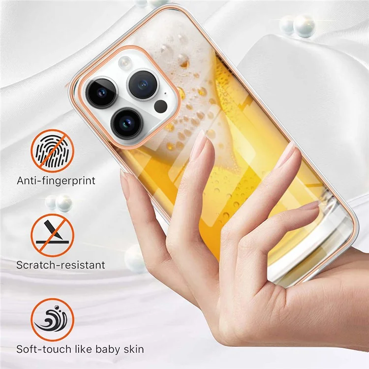 YB IMD Sterme-16 Style-E Per Iphone 16 Pro Max TPU Case Stamping Back Cover Del Telefono - Birra