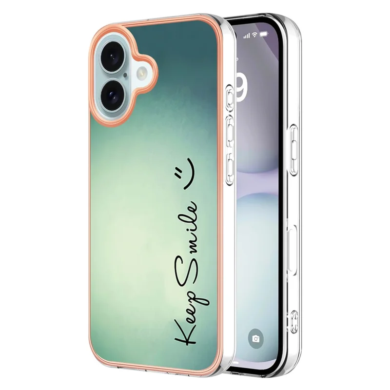YB IMD Series-16 Style-E For iPhone 16 Plus TPU Case Pattern Printing Phone Back Cover - Keep Smile