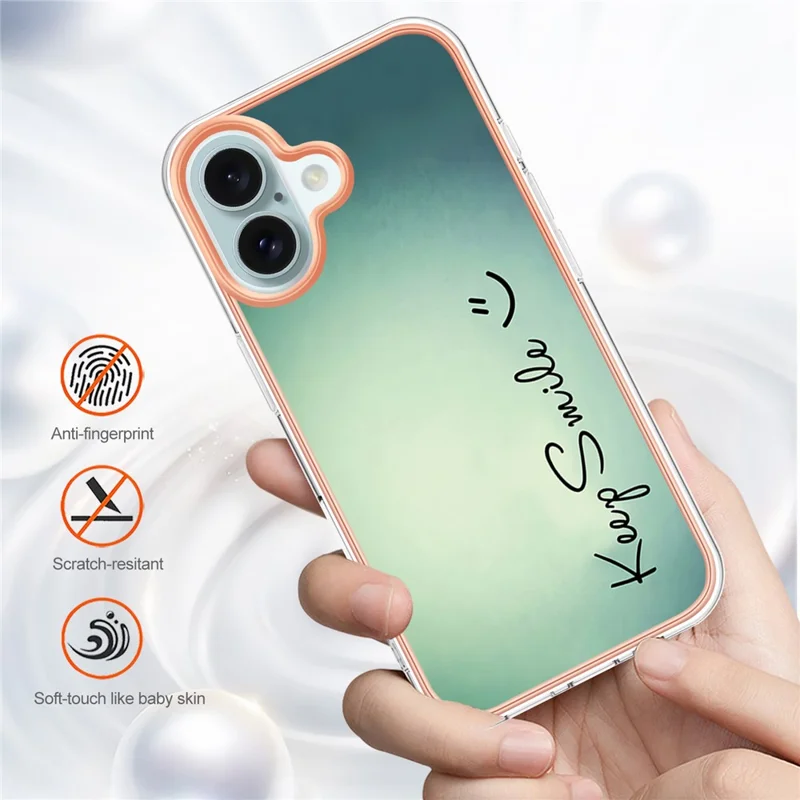 YB IMD Series-16 Style-E For iPhone 16 Plus TPU Case Pattern Printing Phone Back Cover - Keep Smile