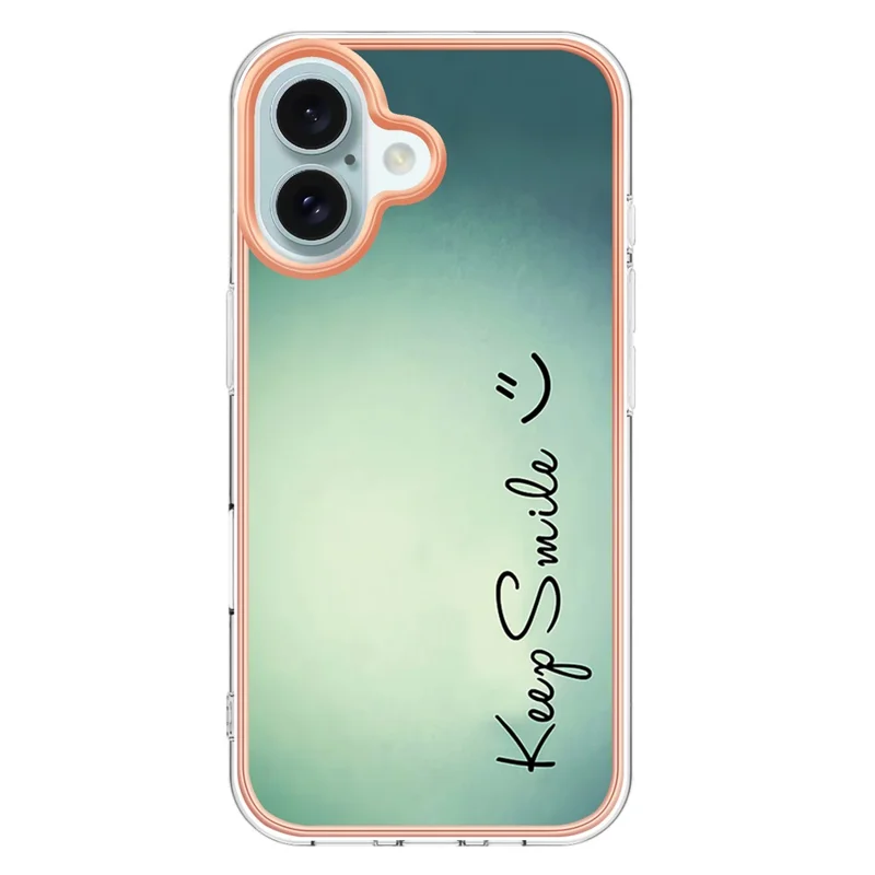 YB IMD Series-16 Style-E For iPhone 16 Plus TPU Case Pattern Printing Phone Back Cover - Keep Smile