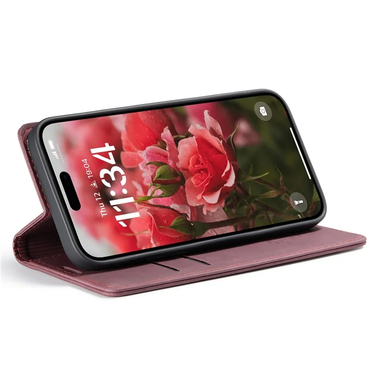 CASEME 013 Series Per iPhone 16 Custodia Porta Carte Supporto Stand in Pelle Custodia Telefono - Rosso